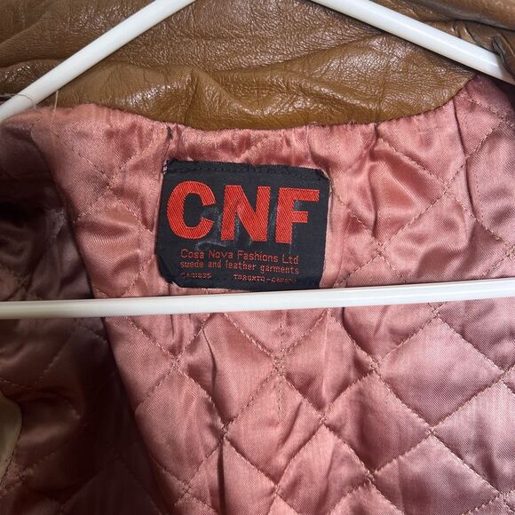 Vintage 70s Leather Wet Look Light Brown Trench Coat Womens - Picture 8 of 8